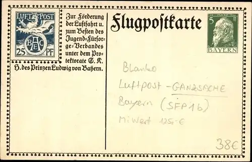 Ganzsachen Künstler Ak Ditz, W., Bayern, Luftpost, Fliegende Kutsche, SFP 1 b, Luftpost