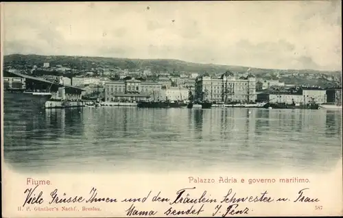 Ak Rijeka Fiume Kroatien, Palazzo Adria e governo maritimo