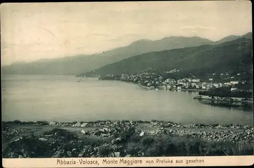 Ak Volosca Opatija Abbazia Kroatien, Monte Maggiore von Preluka aus gesehen