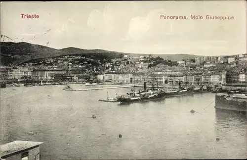 Ak Triest Trieste Friuli Venezia Giulia, Panorama, Molo Giuseppina