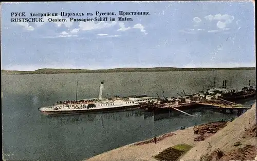 Ak Rustschuk Russe Bulgarien, Österreichisches Passagierschiff im Hafen