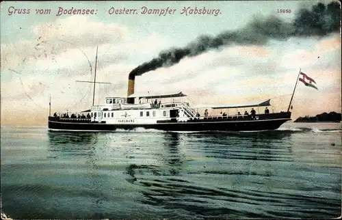 Ak Gruß vom Bodensee, Österr. Dampfer Habsburg