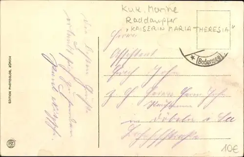 Ak Gruß vom Bodensee, Österr. Dampfer Kaiserin Maria Theresia