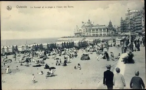 Ak Oostende Ostende Westflandern, Le Kursaal et la Plage