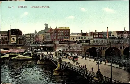 Ak Berlin Mitte, Jannowitzbrücke, Hochbahn, Straßenbahn