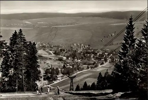 Ak Oberwiesenthal im Erzgebirge, Blick vom Fichtelberg, Seilbahn