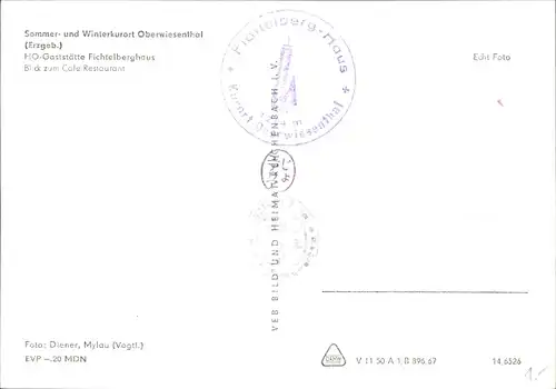 Ak Oberwiesenthal im Erzgebirge, HO Gaststätte Fichtelberghaus