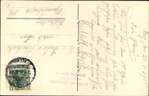 Ak Burg im Spreewald, Partie im Hochwald, Kahnpartie, Volkstracht