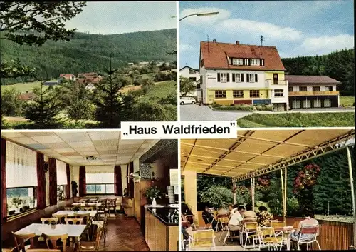 Ak Wildensee Eschau im Spessart, Gasthaus und Pension Haus Waldfrieden, Terrasse, Speiseraum