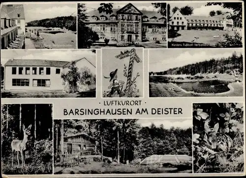 Ak Barsinghausen am Deister, Kloster, Deister Freilichtbühne, Schwimmbad, Fußball Verbandsheim