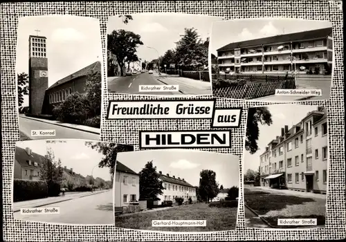 Ak Hilden im Rheinland, St. Konrad, Richrather Straße, Gerhard-Hauptmann-Hof, Anton Schneider Weg