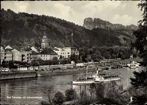 Ak Bad Schandau Sächsische Schweiz, Schrammsteine, Elbdampfer