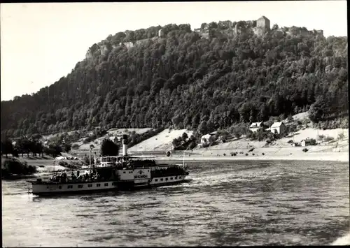 Ak Königstein an der Elbe Sächsische Schweiz, Festung, Elbdampfer Bad Schandau