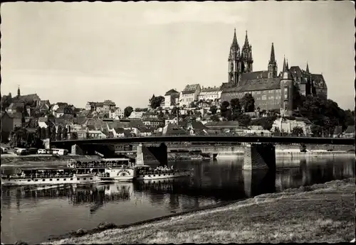 Ak Meißen an der Elbe, Albrechtsburg und Dom, Dampfer