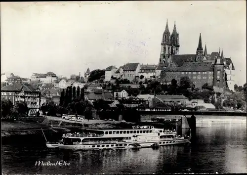 Ak Meißen an der Elbe, Albrechtsburg, Fahrgastschiff