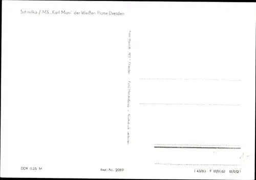 Ak Schmilka Bad Schandau an der Elbe Sachsen, Fahrgastschiff MS Karl Marx, Weiße Flotte Dresden