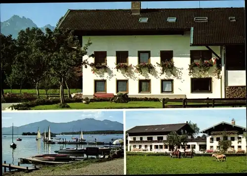 Ak Übersee am Chiemsee, Gasthof, Anlegestelle