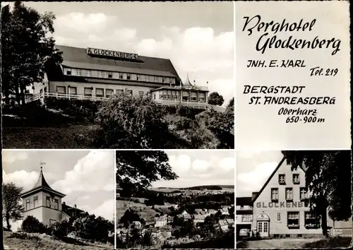 Ak Sankt Andreasberg Braunlage im Oberharz, Berghotel Glockenberg, Ort