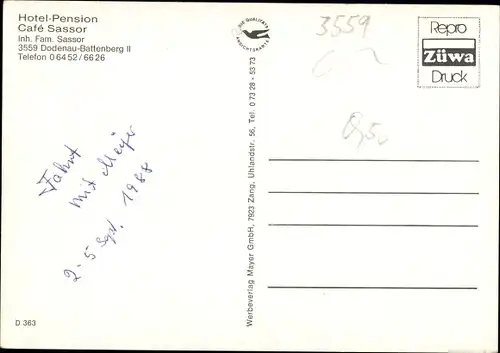 Ak Dodenau Battenberg an der Eder Hessen, Gasthaus Sassor