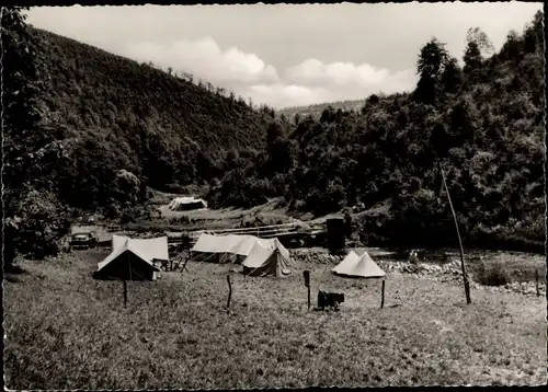 Ak Monschau Montjoie in der Eifel, Campingplatz an der Rur