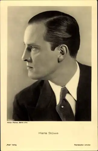 Ak Schauspieler Hans Stüwe, Profilansicht