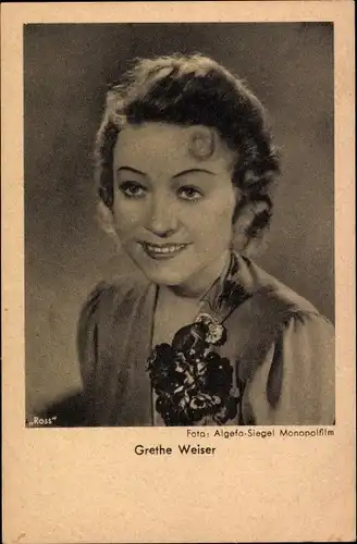 Ak Schauspielerin Grethe Weiser, Portrait, Ross