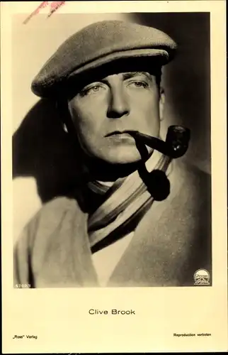 Ak Schauspieler Clive Brook, Portrait, Pfeife