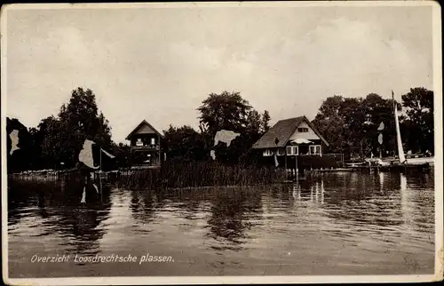 Ak Loosdrecht Nordholland Niederlande, Overzicht Loosdrechtsche plassen, Blick vom Wasser aus