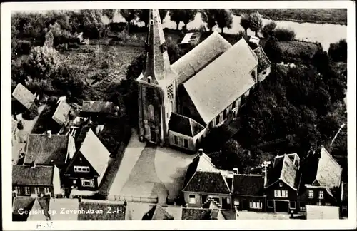 Ak Zevenhuizen Südholland, Ortspartie mit Kirche