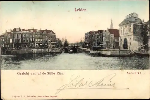 Ak Leiden Südholland Niederlande, Aalmarkt, Gezicht van af de Stille Rijn