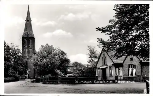 Ak Deurningen Overijssel Niederlande, Kerkplein m. Parochiehuis