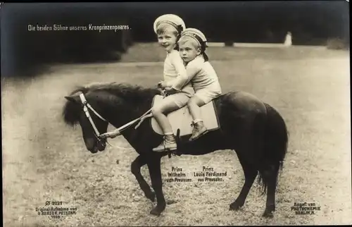 Ak Die beiden Söhne unseres Kronprinzenpaares, Prinz Wilhelm und Prinz Louis Ferdinand