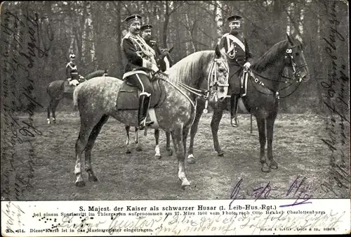 Ak Kaiser Wilhelm II. als schwarzer Husar