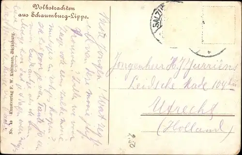 Ak Volkstrachten aus Schaumburg Lippe