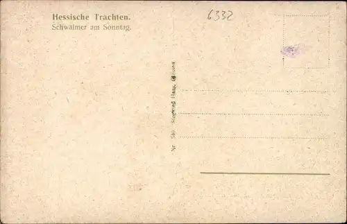 Ak Hessische Trachten, Schwälmer am Sonntag