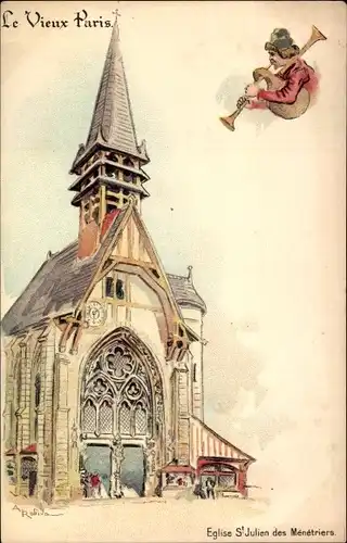 Künstler Litho Robida, Paris, Eglise St. Julien des Ménétriers