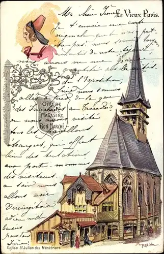 Künstler Litho Robida, Albert, Paris, Eglise St Julien