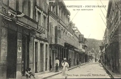 Ak Fort de France Martinique, La Rue Saint Louis