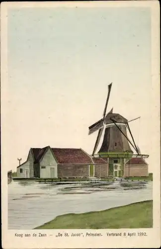 Ak Koog aan de Zaan Nordholland Niederlande, De St. Jacob, Pelmolen