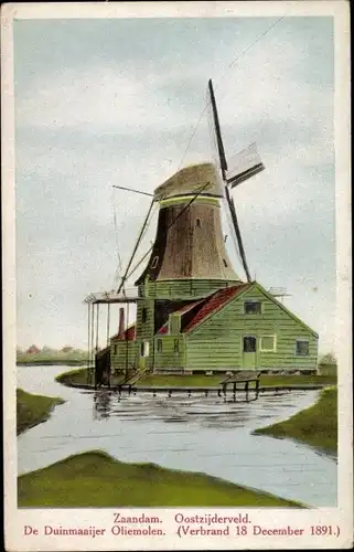 Ak Zaandam Zaanstad Nordholland, De Duinmaaijer Oliemolen