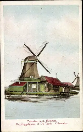 Ak Zaandam Zaanstad Nordholland, Oliemolen