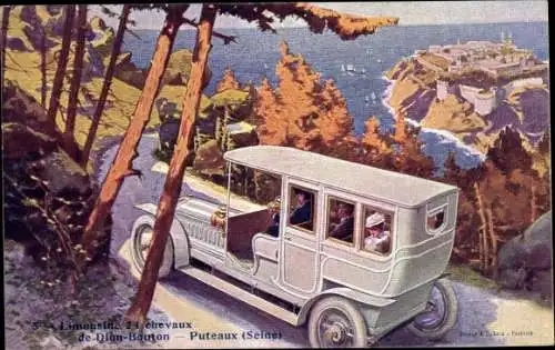 Künstler Ak Puteaux Nanterre Hauts de Seine, Limousine 24 chevaux de Dion Bouton