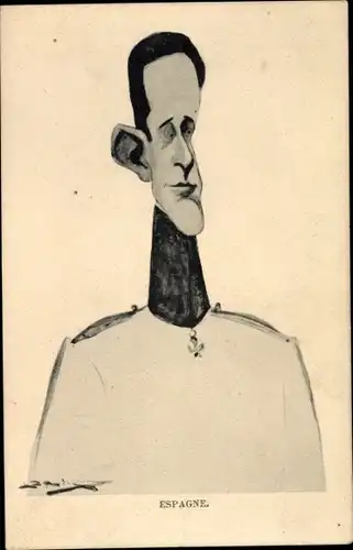 Ak König Alfons XIII. von Spanien, Karikatur