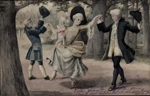 Ak Tanzende Liebespaare