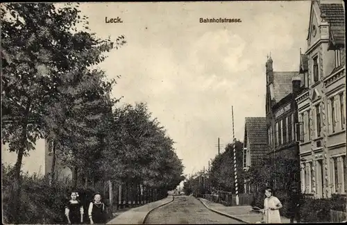 Ak Leck in Nordfriesland, Bahnhofstraße