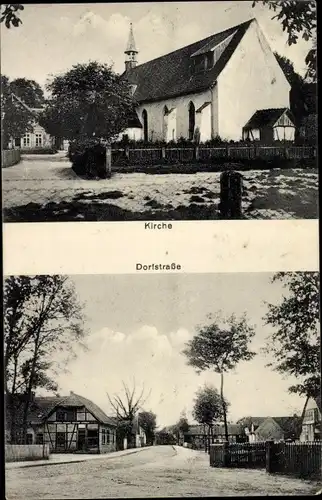Ak Bröckel in Niedersachsen, Kirche, Dorfstraße
