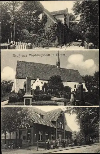 Ak Weddingstedt in Dithmarschen, Kirche, Friedhof, Grabmale, Pastorat