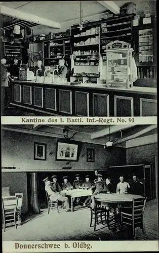 Ak Donnerschwee Oldenburg in Oldenburg, Kantine des I. Battl. Inf. Regt. Nr. 91