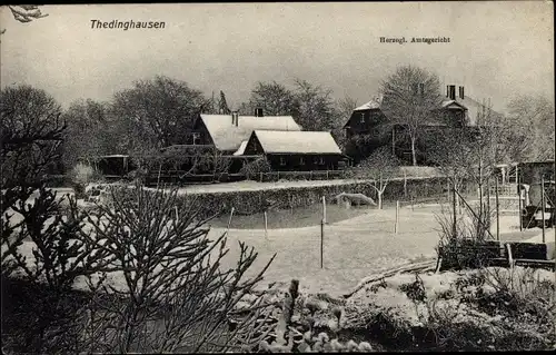 Ak Thedinghausen Niedersachsen, Herzogliches Amtsgericht, Winterlandschaft