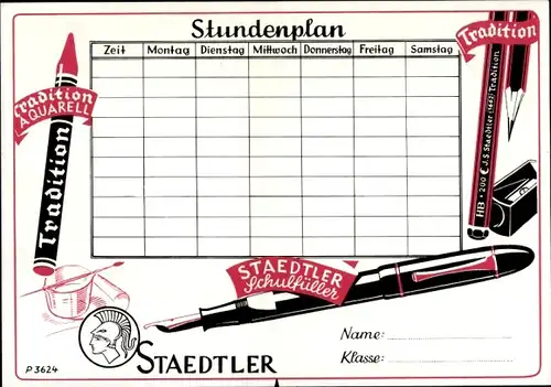 Stundenplan Staedler Schulfüller, Tradition, 5000 Jahre Zeitbestimmung um 1970